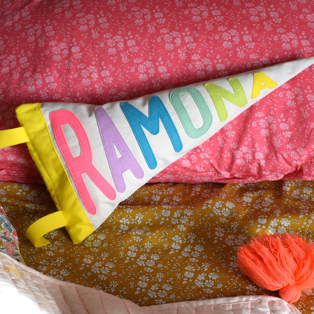 Personalised pennant cushion - Connie Clementine