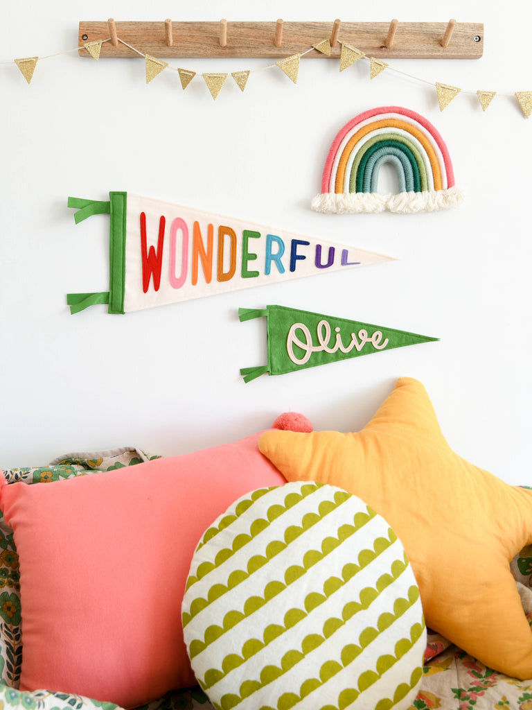 muted rainbow wonderful nursery pennant.