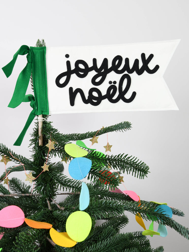 Joyeux Noël  Felt Christmas Tree Topper Flag