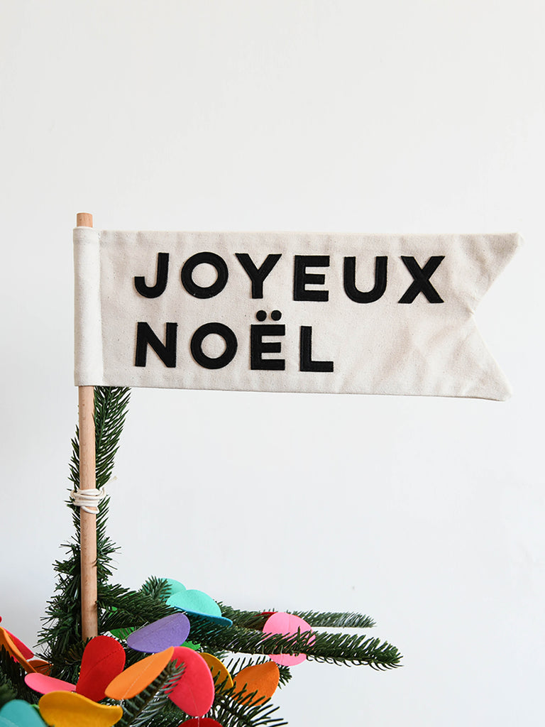 Joyeux Noel christmas tree topper flag.