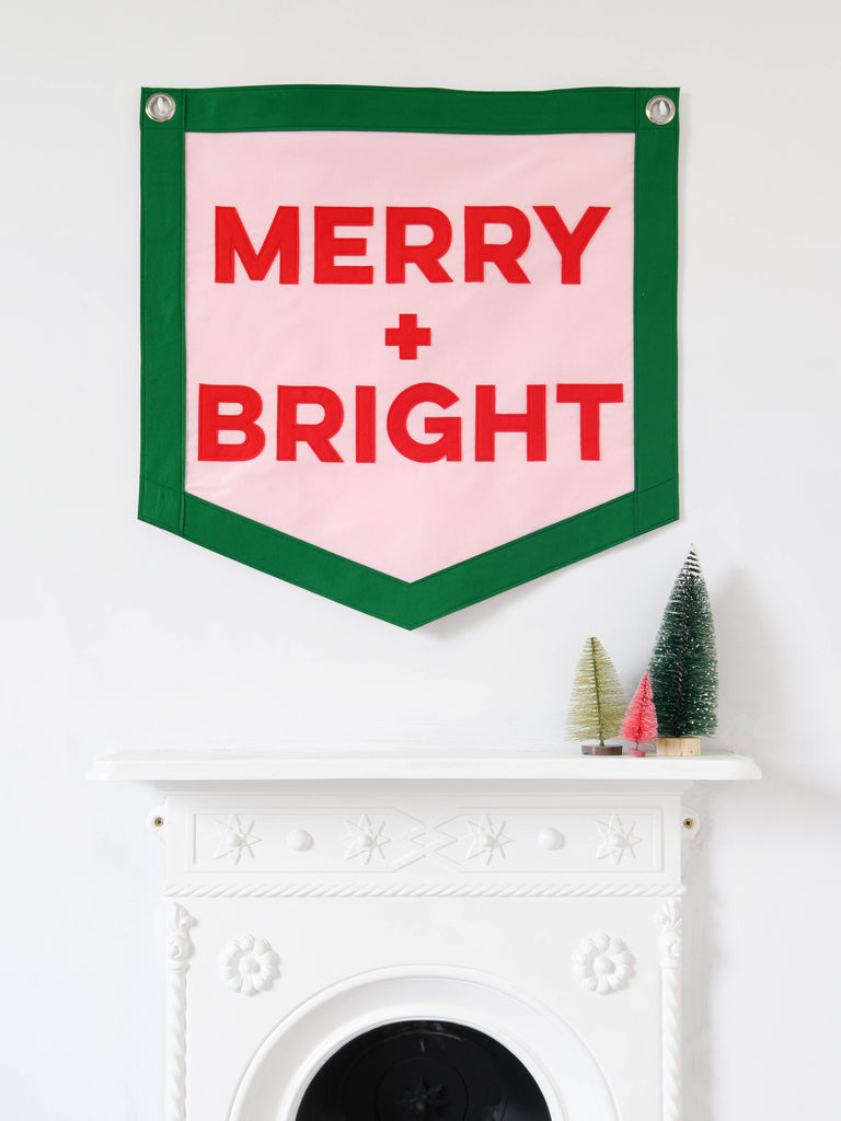 Merry and bright championship style banner.