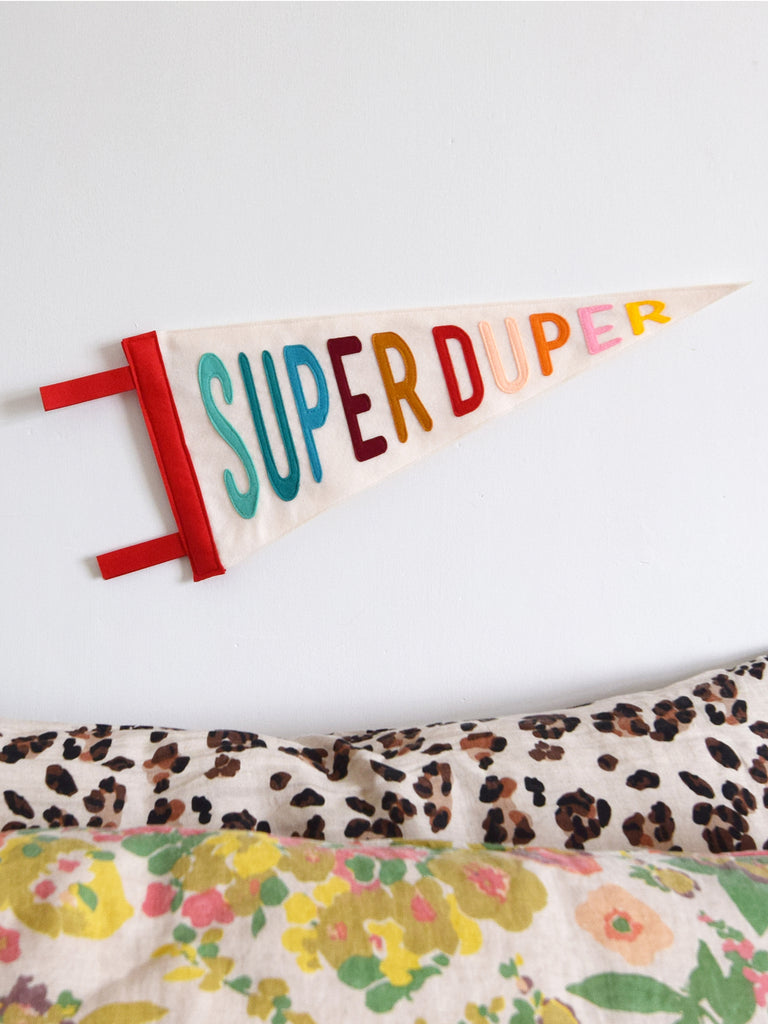 Super duper nursery pennant flag.