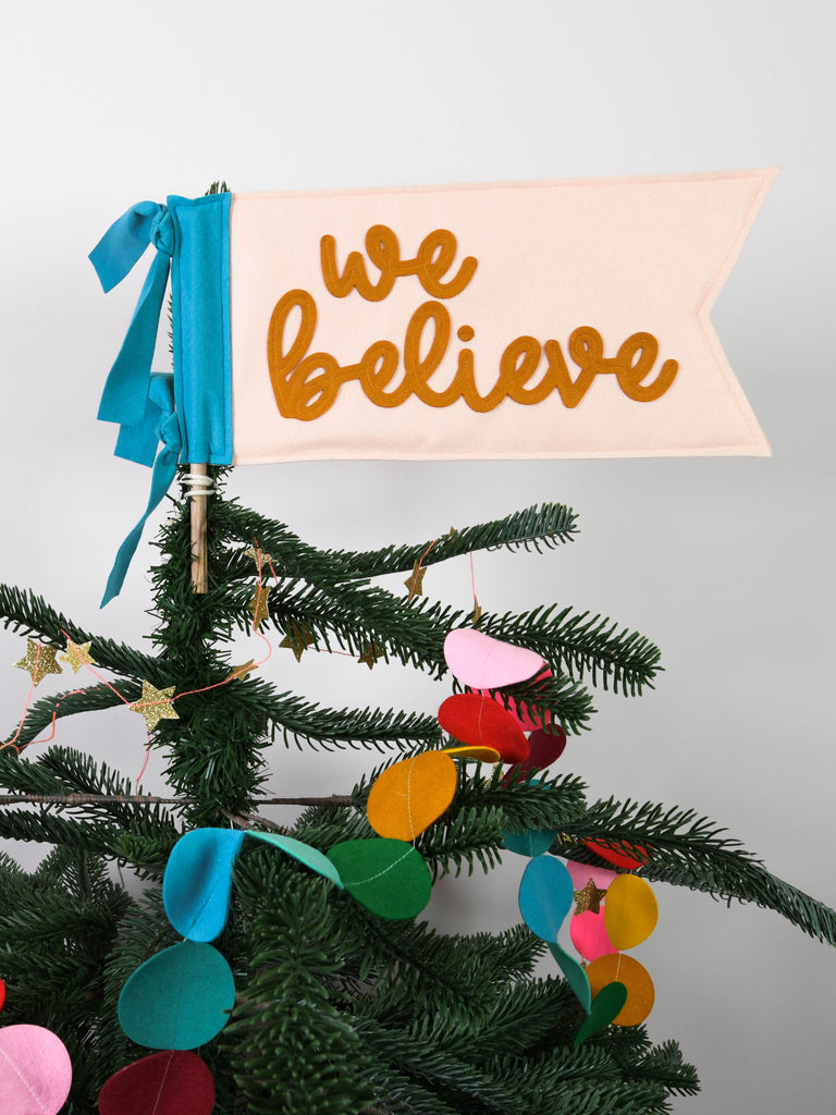 We Believe Felt Christmas Tree Topper Flag