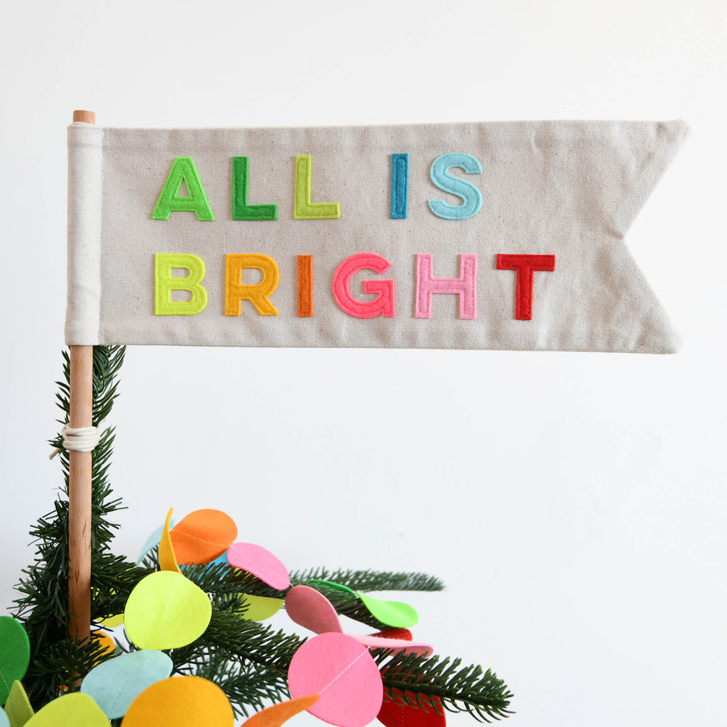 All Is Bright  tree topper flag