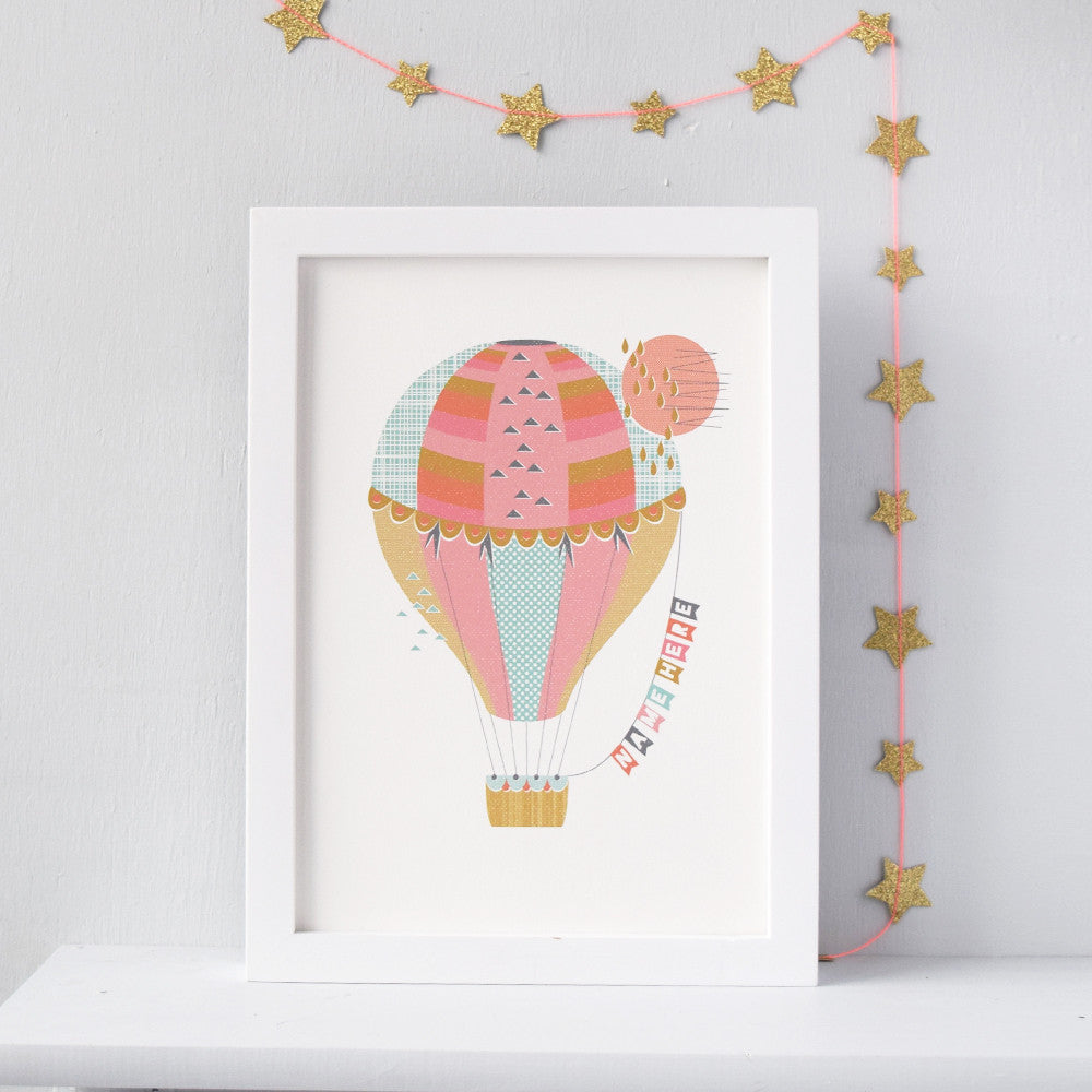 Personalised Hot Air Balloon Nursery Print - Connie Clementine