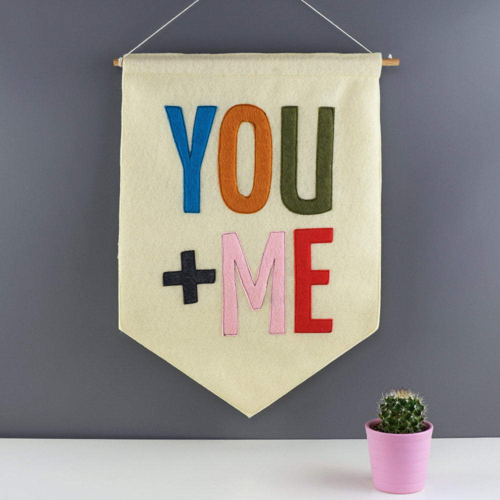 You + Me Felt Banner Wall Flag - Connie Clementine