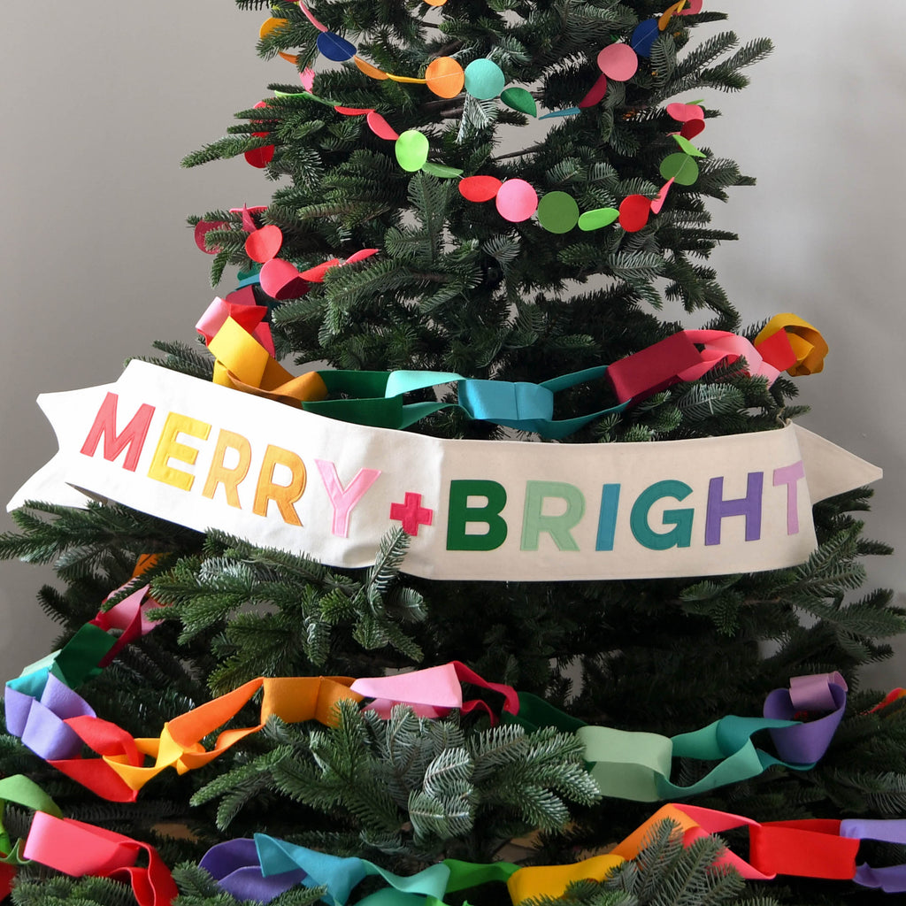 Merry and Bright  Christmas Tree Sash