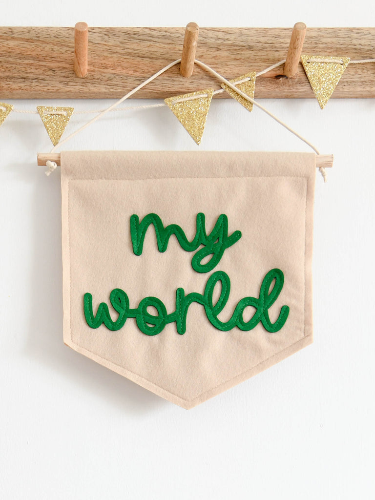 my world mini felt wall banner.