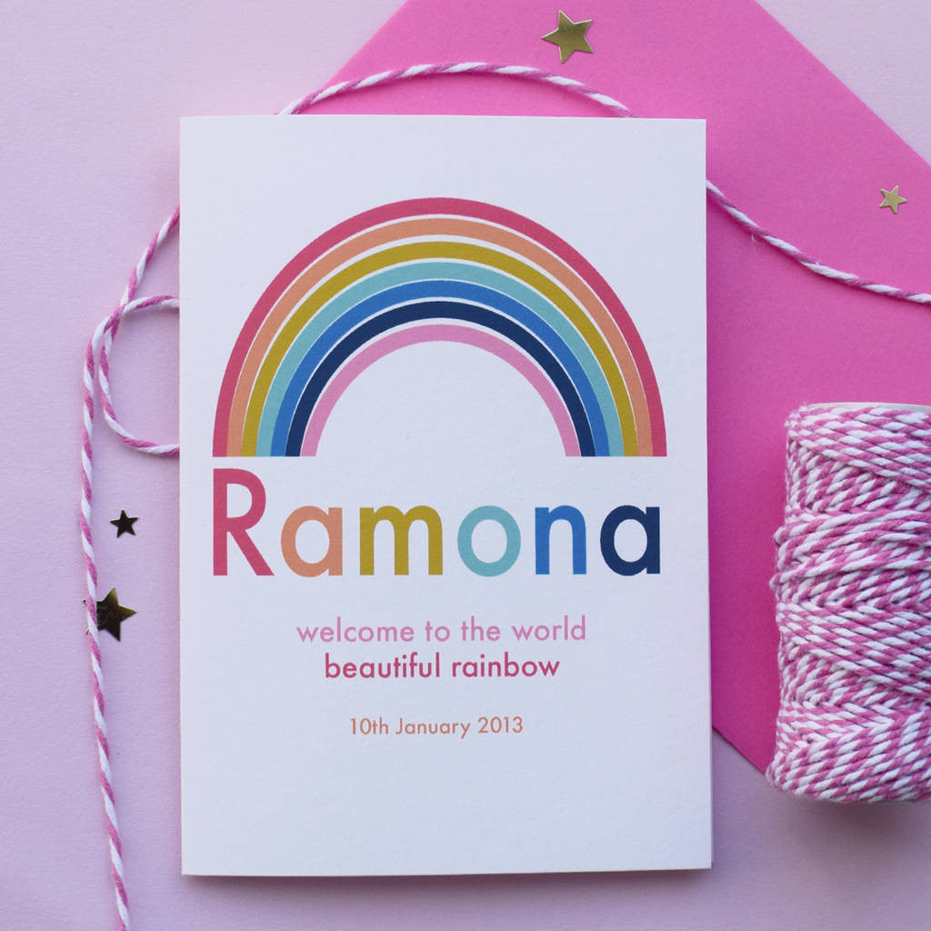 Rainbow Baby Personalised Newborn Card - Connie Clementine