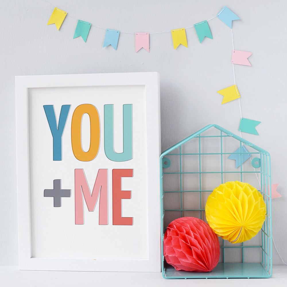 YOU + ME Typographic Print - Connie Clementine