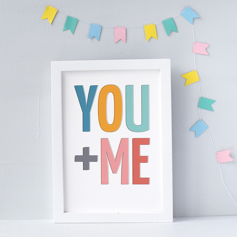 YOU + ME Typographic Print - Connie Clementine